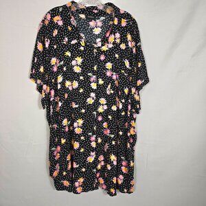 Torrid Womens Plus Size Floral Top Blouse Sz 6XL Short Sleeve Polka Dot Stretch